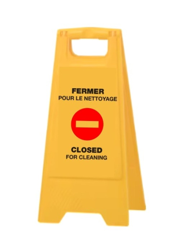Yellow Safety Sign 24'' (Closed For Cleaning) Bilingual
